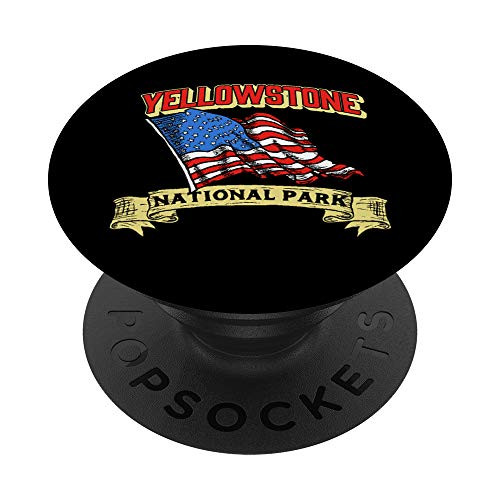 Vintage Yellowstone National Park USA American Flag Graphic PopSockets Grip and Stand for Phones and Tablets