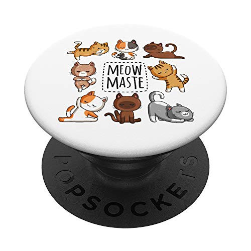 Yoga Cat Meowmaste Yoga Position Meow Maste Workout Gift PopSockets PopGrip- Swappable Grip for Phones  and  Tablets
