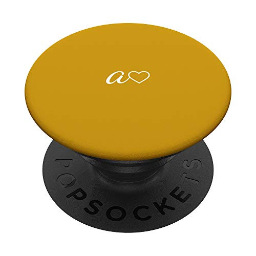 White Initial Letter A Heart Minimalist Orange PopSockets PopGrip- Swappable Grip for Phones  and  Tablets