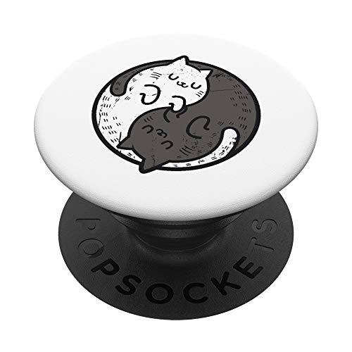 Yoga Cat Yin Yang Position Yoga Workout Gift PopSockets PopGrip- Swappable Grip for Phones  and  Tablets