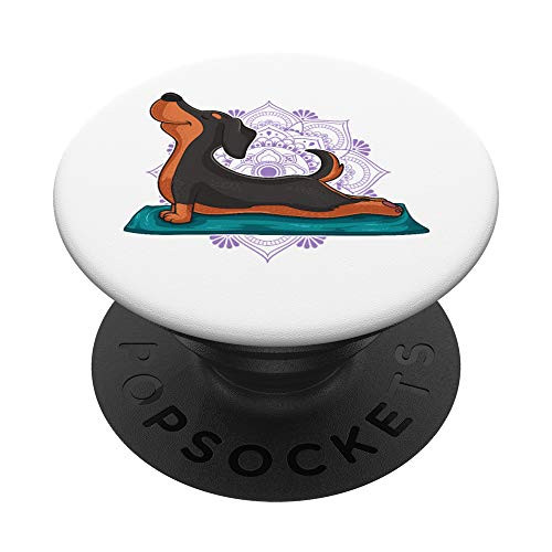 Cute Dachshund Dog Yoga Position Workout Instructor Gift PopSockets PopGrip- Swappable Grip for Phones  and  Tablets