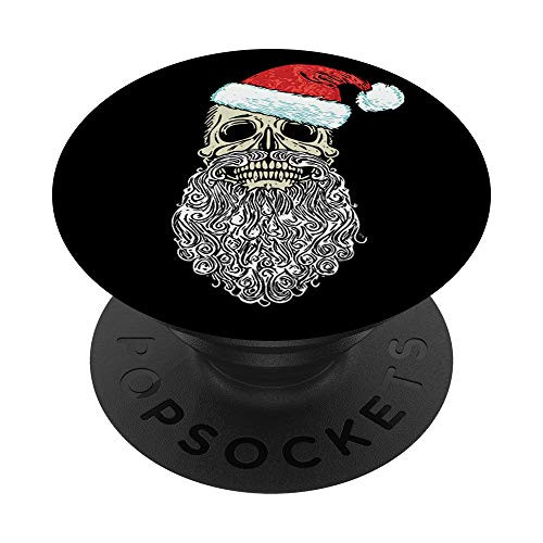 Vintage Skull  and  Santa Hat Retro Metal Christmas Graphic PopSockets Grip and Stand for Phones and Tablets