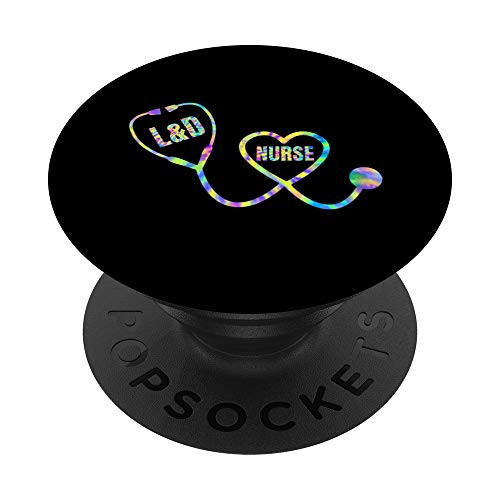 Tie Dye Labor and Delivery Nurse Stethoscope PopSockets PopGrip- Swappable Grip for Phones  and  Tablets