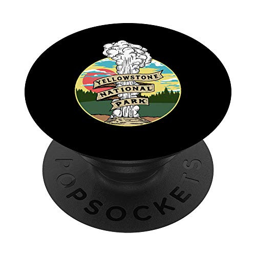 Vintage Old Faithful Yellowstone National Park Graphic PopSockets Grip and Stand for Phones and Tablets