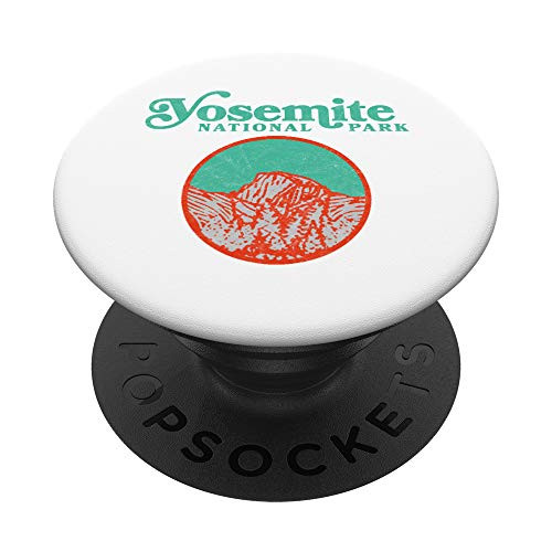 Vintage 80s Badge Yosemite National Park Half Dome Graphic PopSockets PopGrip- Swappable Grip for Phones  and  Tablets