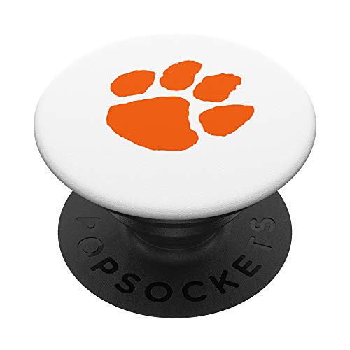Orange Tiger Paw Print PopSockets PopGrip- Swappable Grip for Phones  and  Tablets