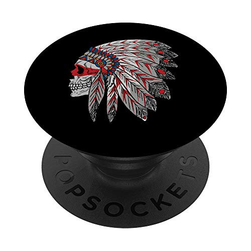 Retro Native American Skull PopSockets Grip and Stand for Phones and Tablets
