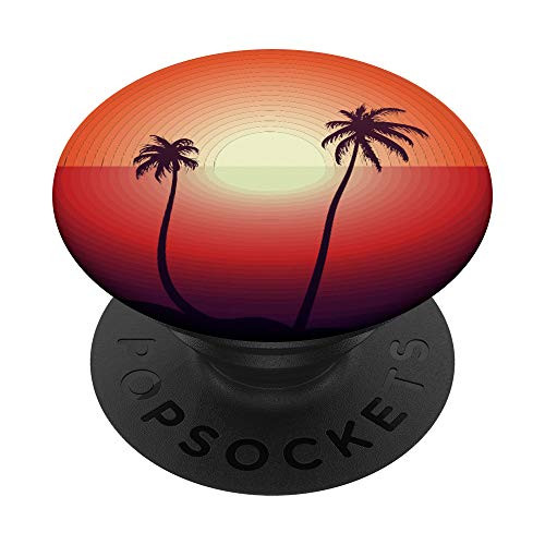 Sunset Palm Trees Retro Graphic PopSockets Grip and Stand for Phones and Tablets