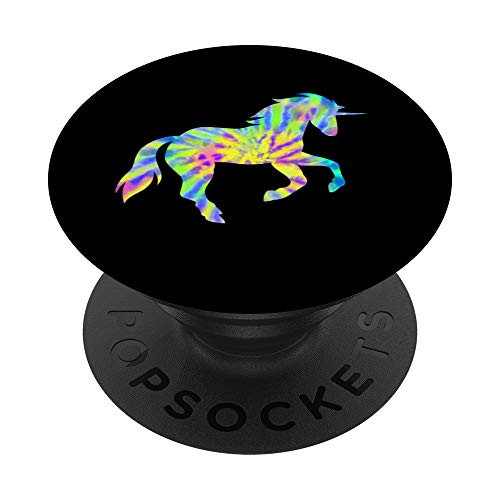 Tie Dye Running Unicorn PopSockets PopGrip- Swappable Grip for Phones  and  Tablets