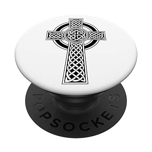 Celtic Knot Christian Irish Cross Black- St. Patrick's Day PopSockets PopGrip- Swappable Grip for Phones  and  Tablets