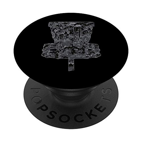 Dark Grey Camo Disc Golf - Dark Camouflage Disc Golf Basket PopSockets Grip and Stand for Phones and Tablets