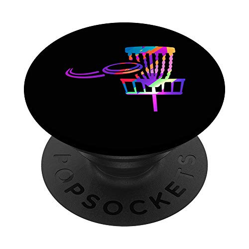 EDM Rave Disc Golf Basket and Frisbee Gift PopSockets PopGrip- Swappable Grip for Phones  and  Tablets