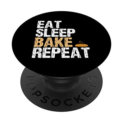 Eat Sleep Bake Repeat Cooking Kitchen Chef Cupcake Baking PopSockets PopGrip- Swappable Grip for Phones  and  Tablets