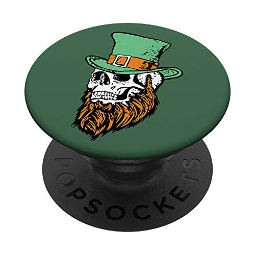 Cute St Patricks Day Leprechaun Skull  and  Beard Funny PopSockets Grip and Stand for Phones and Tablets