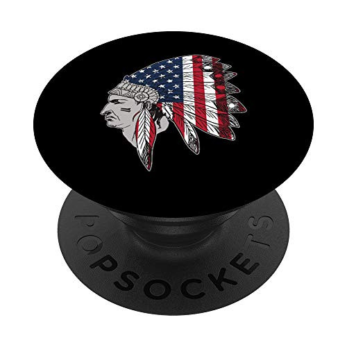 Native American American Flag USA PopSockets Grip and Stand for Phones and Tablets