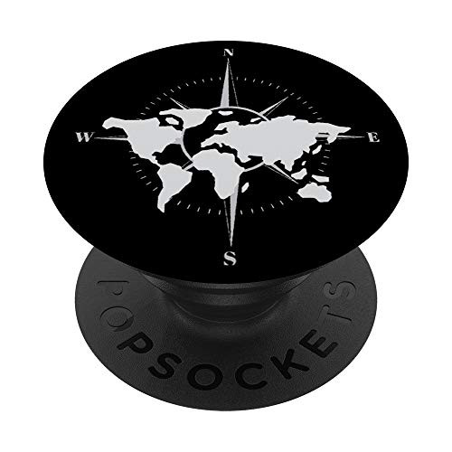 World Compass Traveler Travel Traveling Adventurer PopSockets PopGrip- Swappable Grip for Phones  and  Tablets