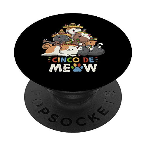 Cinco De Meow Mariachi Cat Lovers Cinco De Mayo Gift PopSockets PopGrip- Swappable Grip for Phones  and  Tablets