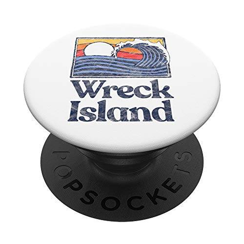 Wreck Island Retro Surfer Vintage Beach  and  Wave Graphic PopSockets Grip and Stand for Phones and Tablets