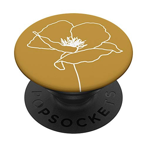 Poppy Flower Floral Boho Modern Mustard Yellow for Women PopSockets PopGrip- Swappable Grip for Phones  and  Tablets