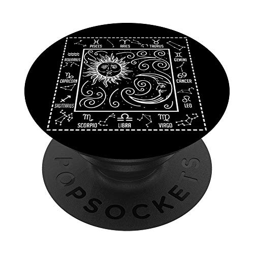 Sun and Moon Star Chart Astrology PopSockets Grip and Stand for Phones and Tablets