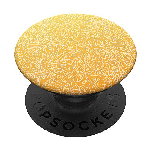 White Pineapple Pattern Orange Gradient Background PopSockets Grip and Stand for Phones and Tablets