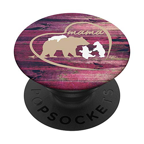 Mama Bear 3 Cubs Phone Accessory Women Mothers Gifts Mom Her PopSockets PopGrip- Swappable Grip for Phones  and  Tablets
