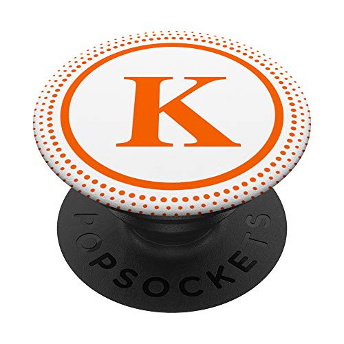 Initial Letter K Blaze Orange Color Monogram PopSockets PopGrip- Swappable Grip for Phones  and  Tablets