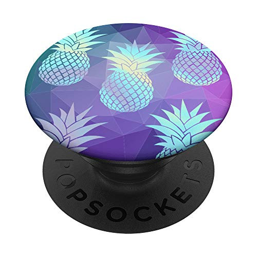 Rainbow Pineapple Pattern Teal Purple Polygon PopSockets PopGrip- Swappable Grip for Phones  and  Tablets