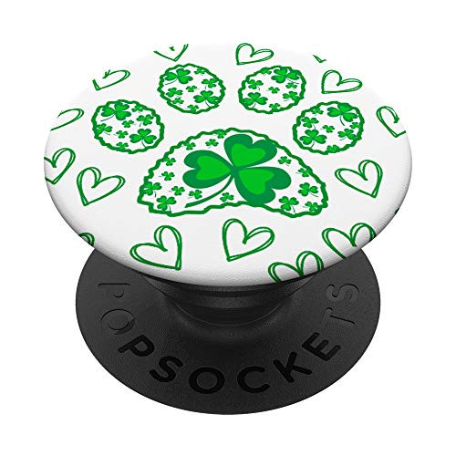 Just A Girl Who Loves Dogs  and  Shamrocks Paw St Patricks Day PopSockets PopGrip- Swappable Grip for Phones  and  Tablets