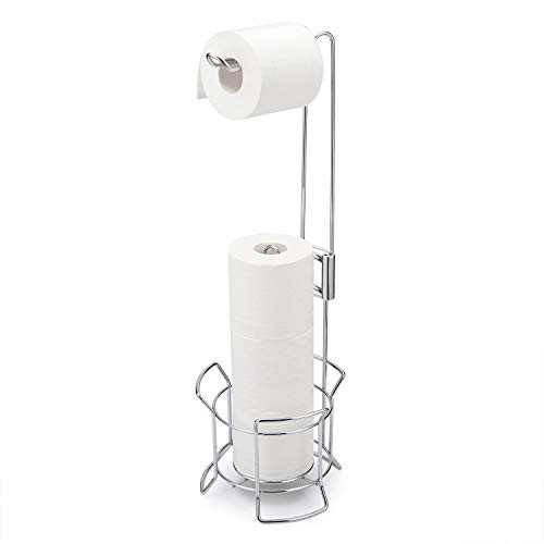 AmazerBath Toilet Paper Holder Stand- Bathroom Toilet Paper Dispenser Storage for 3 Rolls of Toilet Tissue- Free Standing Toilet Paper Holder for Storage Organizing-Chrome AmazerBath Toilet Paper Holder Stand- Bathroom Toilet Paper Dispenser Storage for 3 Rolls of Toilet Tissue- Free Standing Toilet Paper Holder for Storage Organizing-Chrome