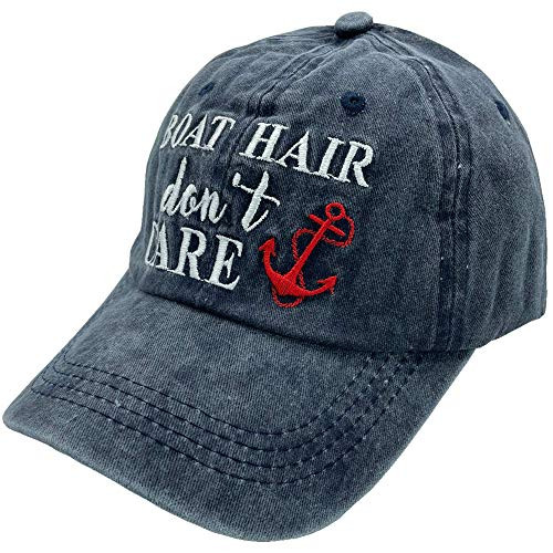 Women's Baseball Cap Boat Hair Don't Care Vintage Distressed Embroidered Dad Hat