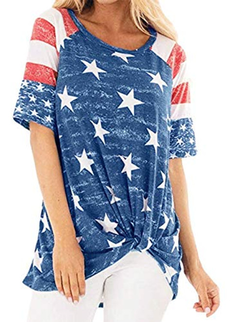 MAXIMGR Women's American Flag T-Shirt American Star Stripe Print Patriotic Top Tees July 4th Short Sleeve Casual Shirt Tops -Blue- XL- x_l- MAXIMGR Women's American Flag T-Shirt American Star Stripe Print Patriotic Top Tees July 4th Short Sleeve Casual Shirt Tops -Blue- XL- x_l-