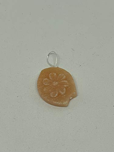 Natural Orange Aventurine Gemstone Carved Flower Pendant