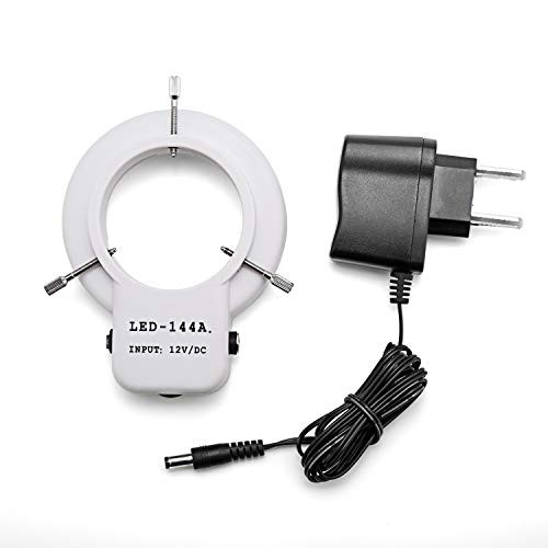 Microscope Accessories White Adjustable 144 LED Ring Light Illuminator for Stereo Microscope