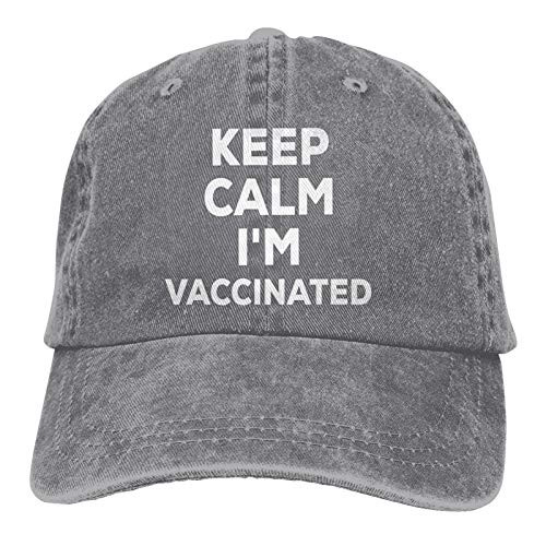 Kritin Keep Calm I'm Vaccinated Hat-Vaccinated 2021 Adjustable Baseball Cap Unisex Washable Cotton Trucker Cap Dad Hat Gray Kritin Keep Calm I'm Vaccinated Hat-Vaccinated 2021 Adjustable Baseball Cap Unisex Washable Cotton Trucker Cap Dad Hat Gray