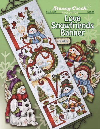 Love Snowfriends Banner -Book 513- Cross Stitch Chart and Free Embellishment