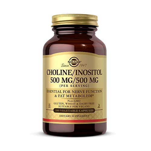 Solgar Choline/Inositol 500 mg/500 mg- 100 Vegetable Capsules - Energy Metabolism- Liver Health- Essential for Brain and Nerve Function - Non-GMO- Vegan- Gluten Free- Dairy Free- Kosher - 50 Servings Solgar Choline/Inositol 500 mg/500 mg- 100 Vegetable Capsules - Energy Metabolism- Liver Health- Essential for Brain and Nerve Function - Non-GMO- Vegan- Gluten Free- Dairy Free- Kosher - 50 Servings