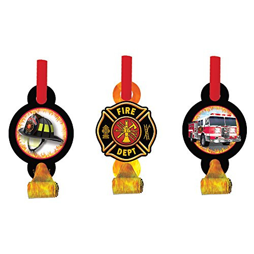 Creative Converting 8 Count Fire Watch Blowouts with Medallion- Black/Orange