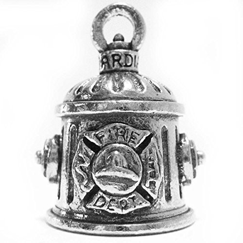 Guardian Bell Guardian Firefighter Fire Hydrant Motorcycle Biker Luck Gremlin Riding Bell or Key Ring, Silver