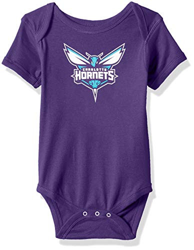 NBA by Outerstuff NBA Newborn  and  Infant Charlotte Hornets Primary Logo Short Sleeve Bodysuit- Dark Purple- 0-3 Months