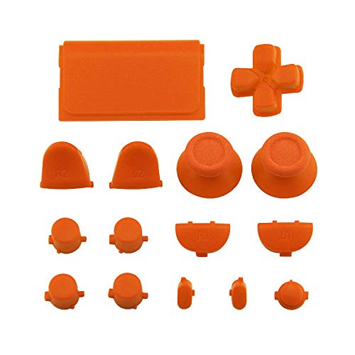 L1 L2 R1 R2 Dpad Buttons Joystick Plating Full Set Buttons for PS4 Controller DualShock 4 Old Version JDS-011 JDS-001 JDS-010 -Orange-