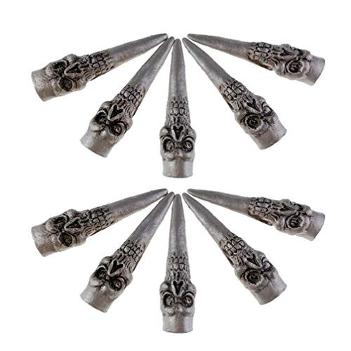 KESYOO 10Pcs Plastic Fake Skull Nails Cover Simulation Witch Zombie Ghost Monster Finger Claw Nails Party Costume Trick Props for Cosplay Masquerade -Silver-