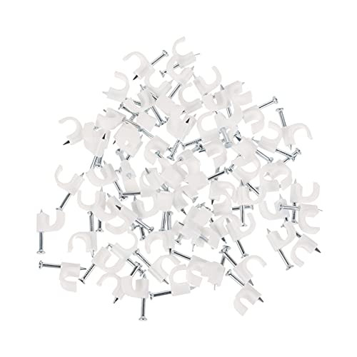 MILISTEN 500Pcs Square Nail-in Cable Clips Carbon Steel Nails Cable Clips Wire Wall Holder Cable Management for Ethernet Cable TV White 4mm 5mm 6mm 8mm 10mm