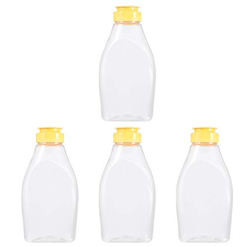 Yardwe 4pcs 500g Plastic Honey Jars Squeeze Bottle Condiment Bottle Sauce Squeeze Squirt Bottle