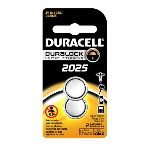 Duracell DL2025B2PK08 Lithium Coin Battery- 2025 Size- 3V- 160 mAh Capacity -Case of 6 Cards- 2 Unit per Card-