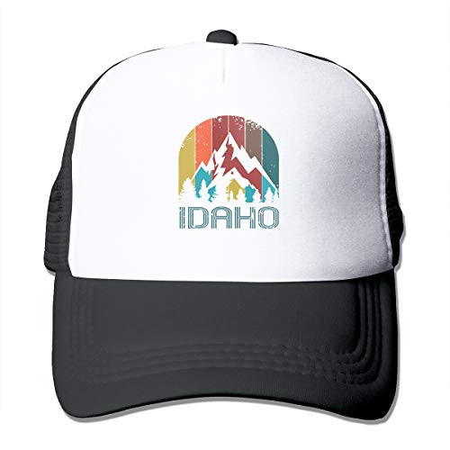 Guwafa8 Idaho Adjustable Mesh Trucker Baseball Cap Men Or Women Hip-hop Hat Black