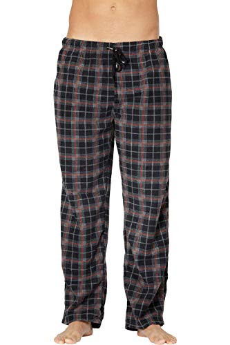 Intimo Men's Microfleece Plaid Lounge Pant- Black- S