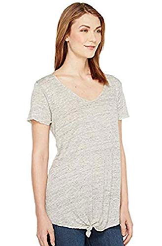 Calvin Klein Women's Front Tie Knot Short Sleeve Jersey Knit Top -Cascade Heather- XX-Large-