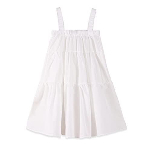 GLIGLITTR Toddler Baby Girl Dress Summer Ruffle Sleeveless Kids Casual Beach Sundress 2-7Y -White- 3-4T-