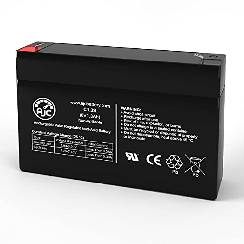 AJC Battery Compatible with Duracell DURA6-1.3F 6V 1.3Ah Sealed Lead Acid Battery